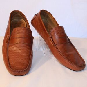 Mercanti Fiorentini Sz 12M Lt Brown Perforated Leather Driving Moc Penny Loafer